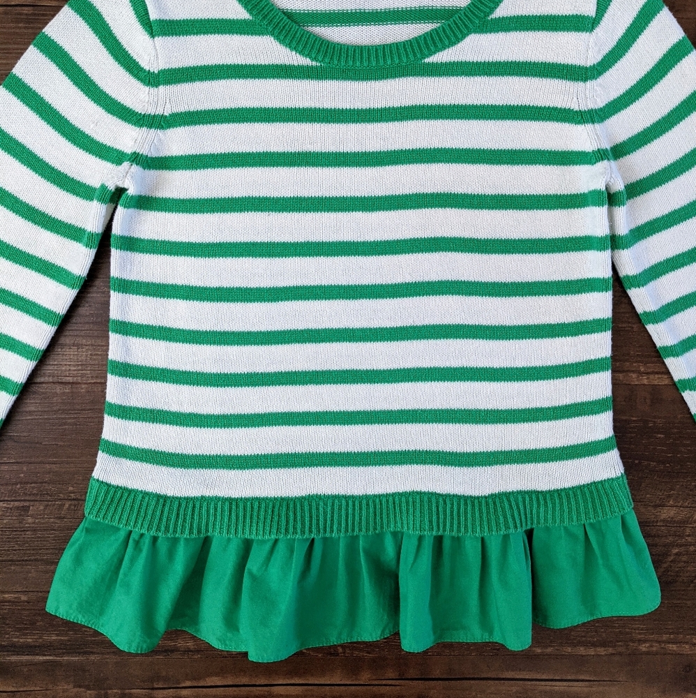 Gap Green Ruffle Hem Sweater